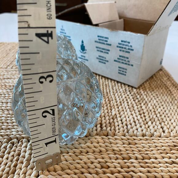 NIB PartyLite Set of 2 Diamond Pattern Clear Glass Votive Candle Holders - Picture 7 of 7